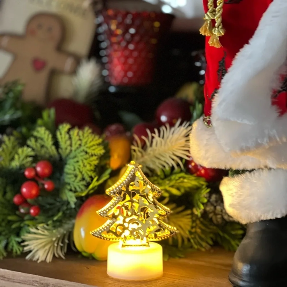 Gold Christmas Tree Tea Light Candle Bundle
